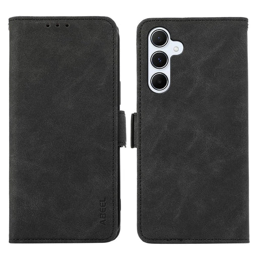 ABEEL For Samsung Galaxy A34 5G PU Leather Protective Cover RFID Blocking Stand Phone Case - Black - 1