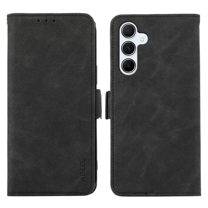 ABEEL For Samsung Galaxy A34 5G PU Leather Protective Cover RFID Blocking Stand Phone Case - Black - 1