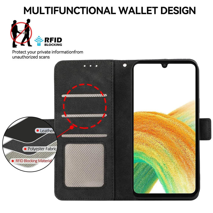 ABEEL For Samsung Galaxy A34 5G PU Leather Protective Cover RFID Blocking Stand Phone Case - Black - 4