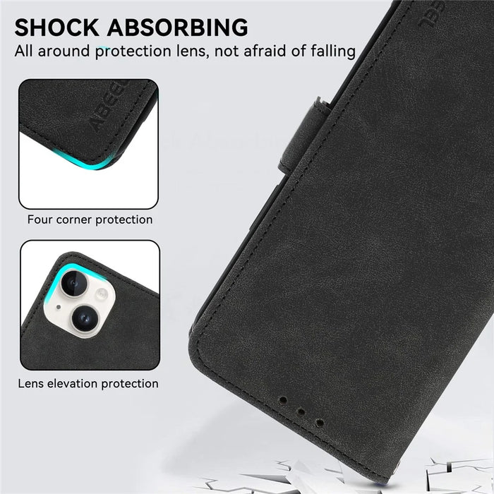 ABEEL For Samsung Galaxy A34 5G PU Leather Protective Cover RFID Blocking Stand Phone Case - Black - 6