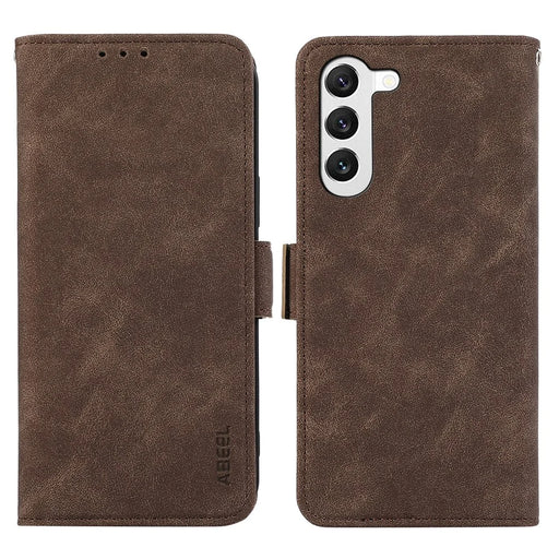 ABEEL For Samsung Galaxy S22+ 5G Shockproof Phone Cover Wallet Case PU Leather RFID Blocking Flip Shell - Brown - 1