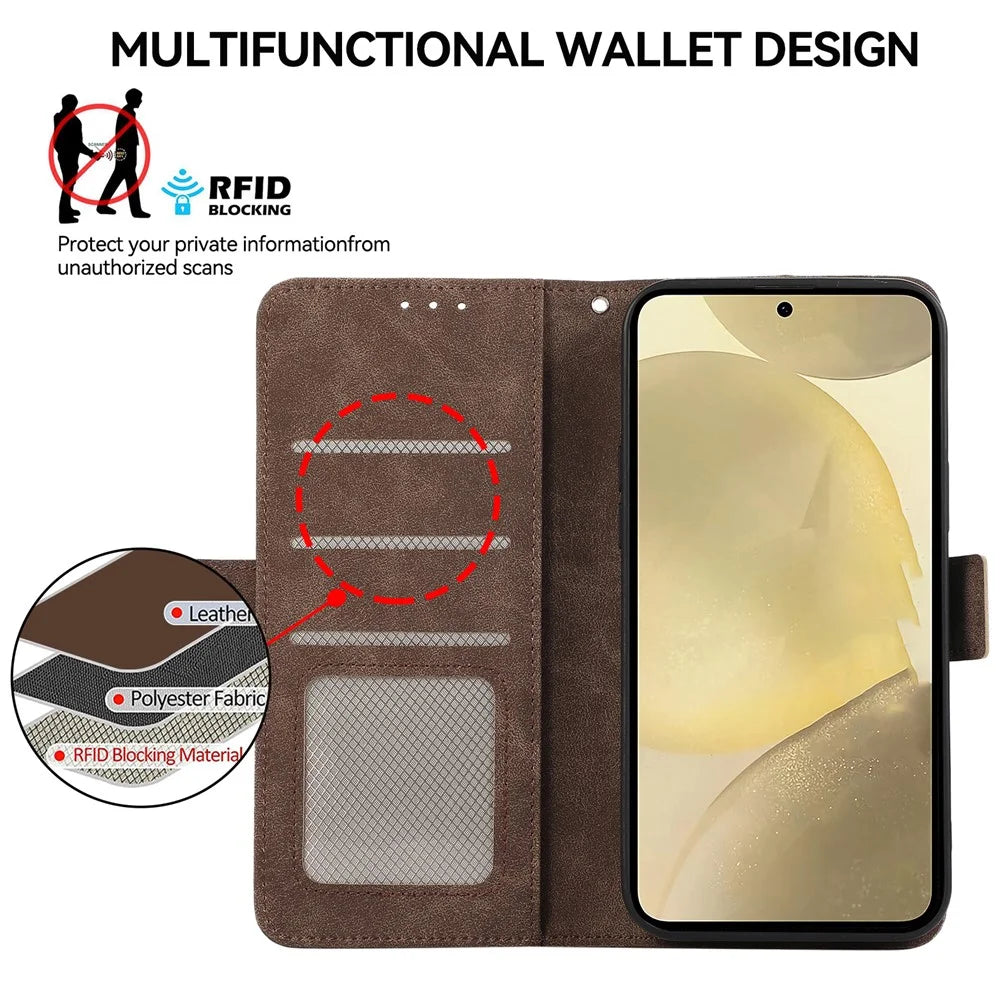 ABEEL For Samsung Galaxy S22+ 5G Shockproof Phone Cover Wallet Case PU Leather RFID Blocking Flip Shell - Brown - 4