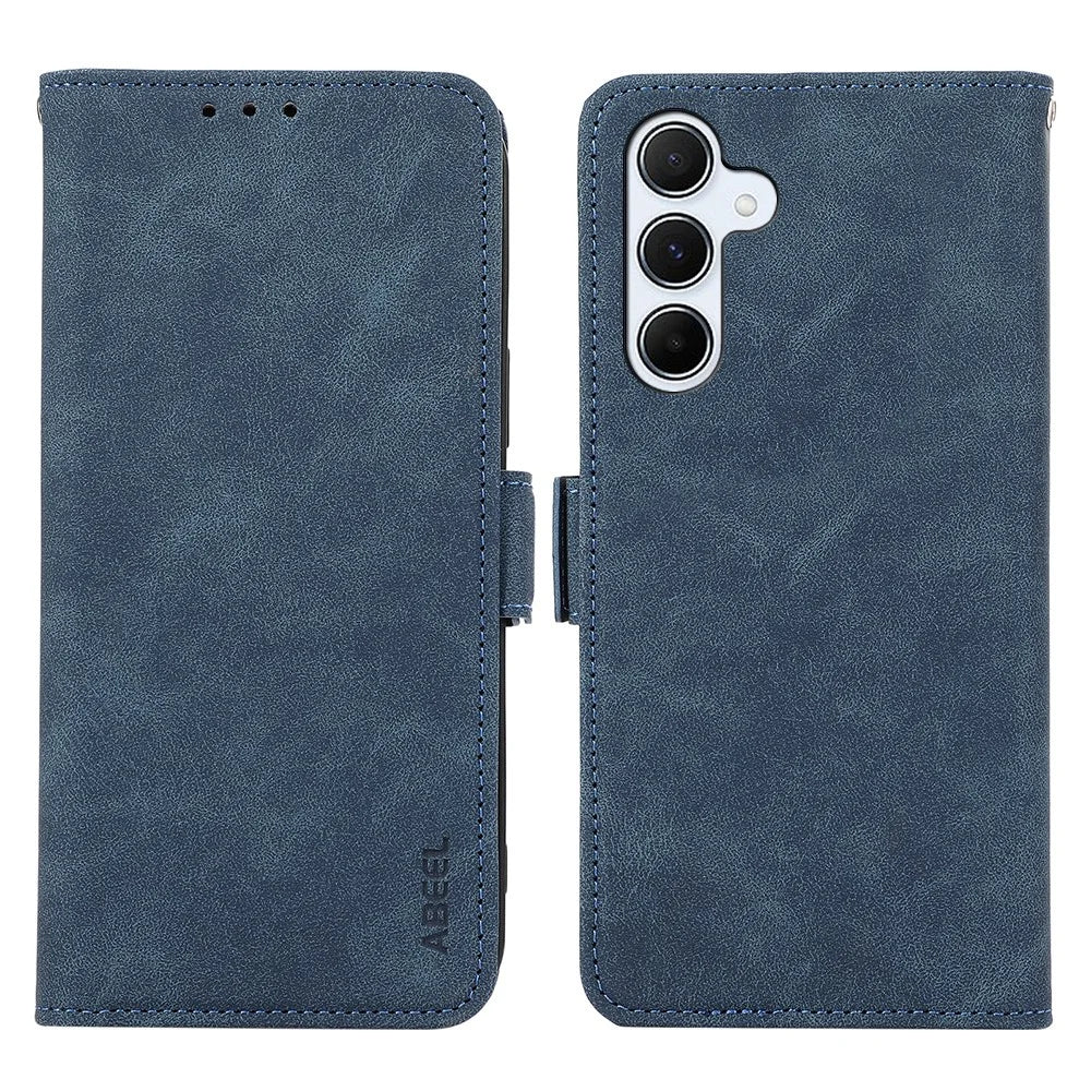 ABEEL For Samsung Galaxy A35 5G Case PU Leather Dual Magnetic Clasp RFID Blocking Phone Cover - Blue - 1