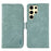 ABEEL For Samsung Galaxy S22 Ultra 5G Phone Case PU Leather Protective Cover RFID Blocking Stand - Baby Blue - 1