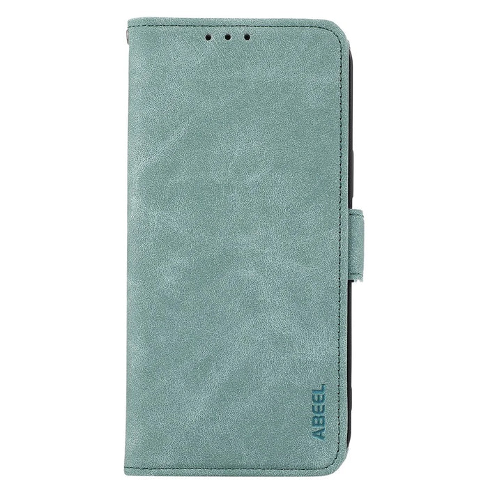 ABEEL For Samsung Galaxy S22 Ultra 5G Phone Case PU Leather Protective Cover RFID Blocking Stand - Baby Blue - 6