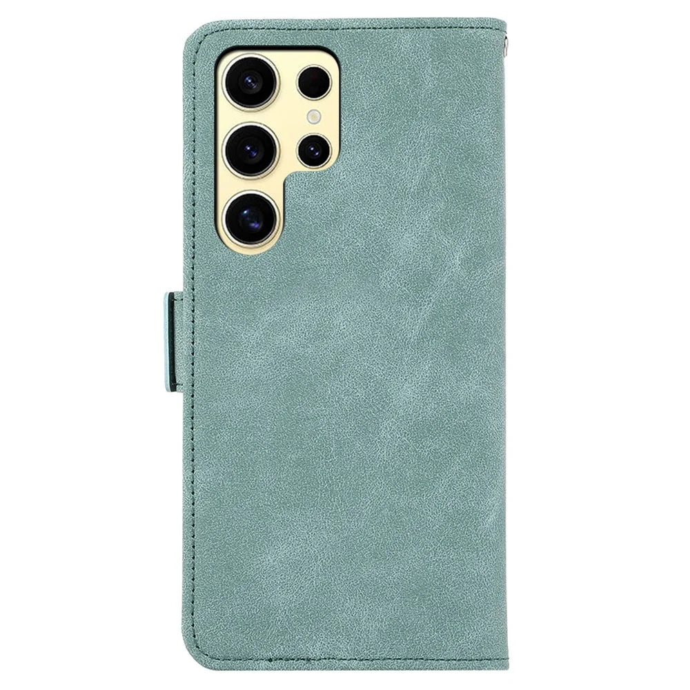 ABEEL For Samsung Galaxy S22 Ultra 5G Phone Case PU Leather Protective Cover RFID Blocking Stand - Baby Blue - 7
