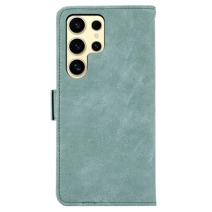 ABEEL For Samsung Galaxy S22 Ultra 5G Phone Case PU Leather Protective Cover RFID Blocking Stand - Baby Blue - 7