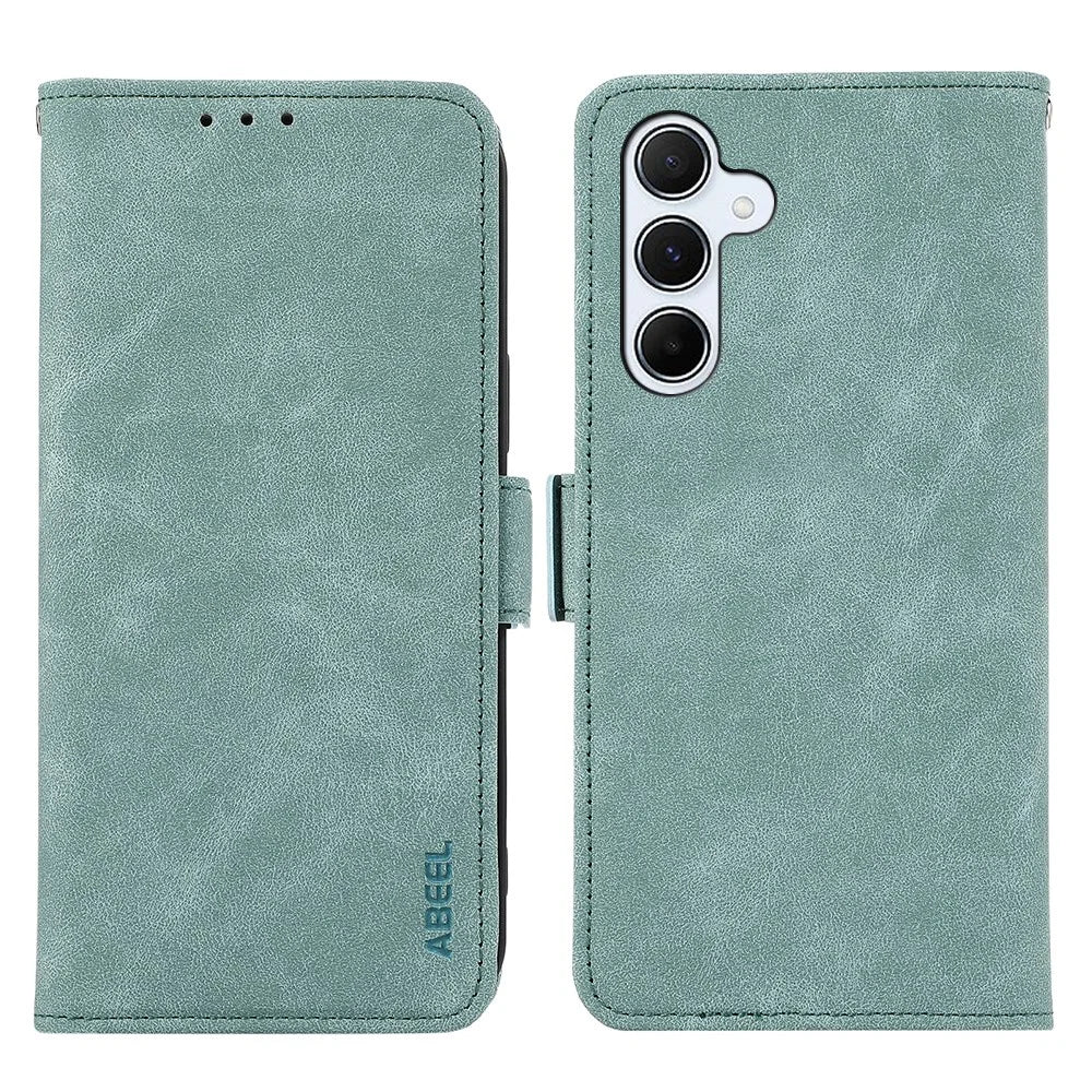 ABEEL Phone Cover for Samsung Galaxy S25 / S24 Wallet PU Leather RFID Blocking Flip Phone Stand Shell - Baby Blue - 1