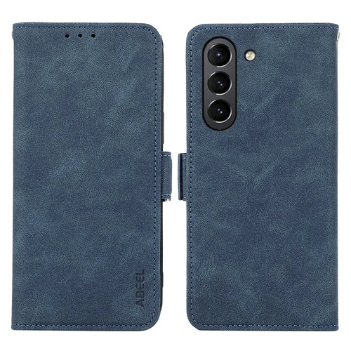 ABEEL Phone Cover for Samsung Galaxy S21 FE 5G Side Magnetic Clasp RFID Blocking Anti-scratch Leather Case - Blue - 1