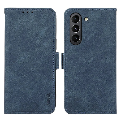 ABEEL Phone Cover for Samsung Galaxy S21 FE 5G Side Magnetic Clasp RFID Blocking Anti-scratch Leather Case - Blue - 1