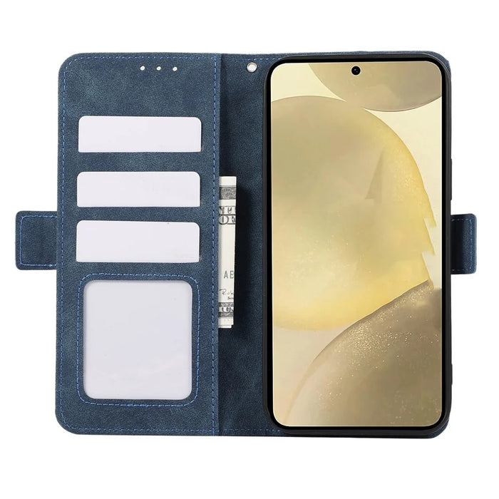 ABEEL Phone Cover for Samsung Galaxy S21 FE 5G Side Magnetic Clasp RFID Blocking Anti-scratch Leather Case - Blue - 2
