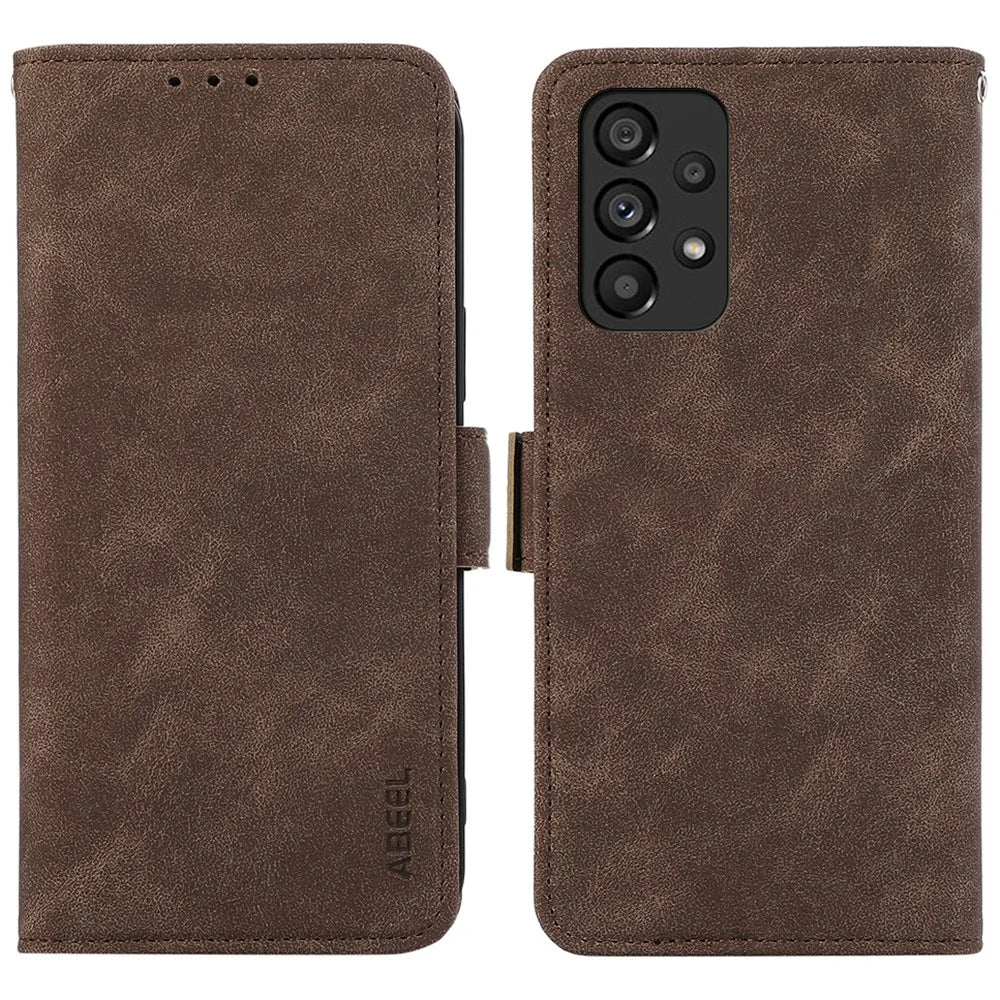 ABEEL For Samsung Galaxy A52 4G / 5G / A52s 5G Case RFID Blocking Wallet Phone Leather Cover - Brown - 1