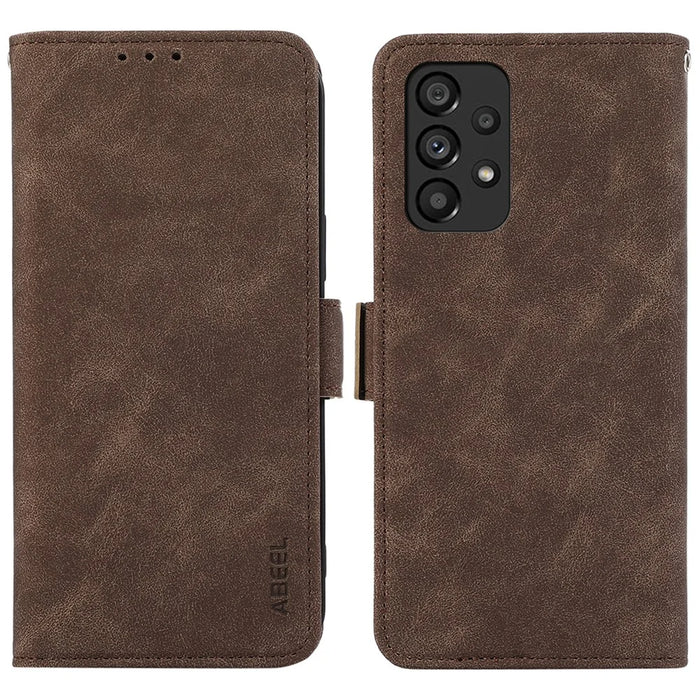 ABEEL For Samsung Galaxy A52 4G / 5G / A52s 5G Case RFID Blocking Wallet Phone Leather Cover - Brown - 1