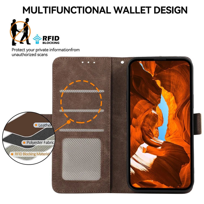 ABEEL For Samsung Galaxy A52 4G / 5G / A52s 5G Case RFID Blocking Wallet Phone Leather Cover - Brown - 4