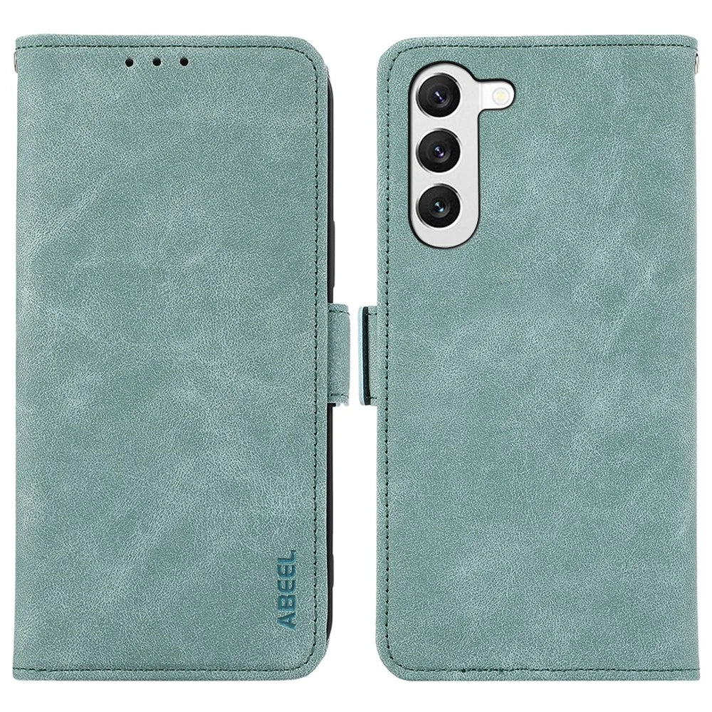 ABEEL For Samsung Galaxy S22 5G Case RFID Blocking Card Slots Leather Wallet Cover - Baby Blue - 1