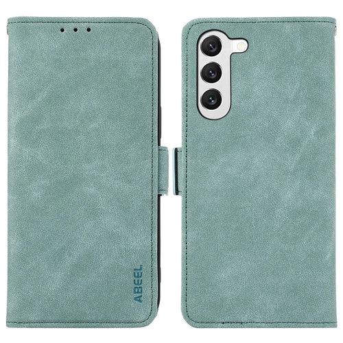 ABEEL For Samsung Galaxy S22 5G Case RFID Blocking Card Slots Leather Wallet Cover - Baby Blue - 1