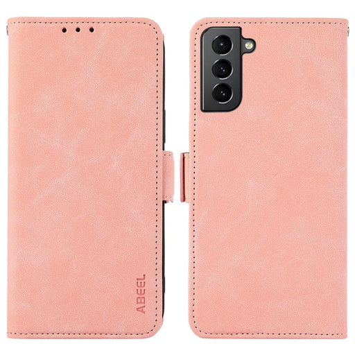 ABEEL For Samsung Galaxy S21+ 5G Case PU Leather Magnetic Clasp Protect RFID Blocking Phone Cover - Pink - 1