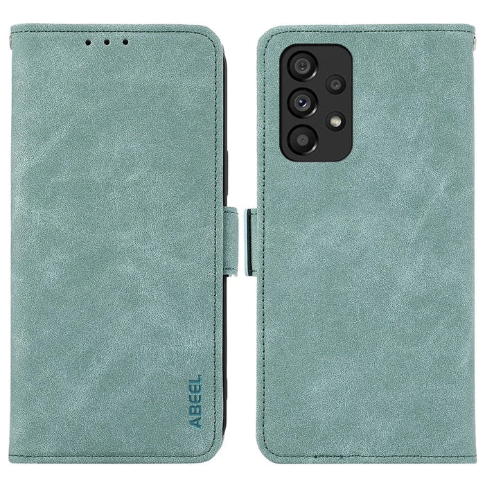ABEEL For Samsung Galaxy A53 5G Leather Case RFID Blocking Phone Cover with Wallet Stand - Baby Blue - 1