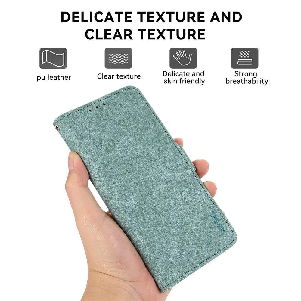 ABEEL For Samsung Galaxy A53 5G Leather Case RFID Blocking Phone Cover with Wallet Stand - Baby Blue - 7