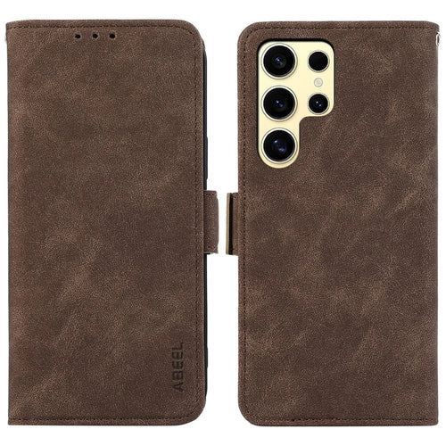 ABEEL For Samsung Galaxy S21 Ultra 5G Wallet Phone Case Anti-Drop RFID Blocking Leather Cover - Brown - 1