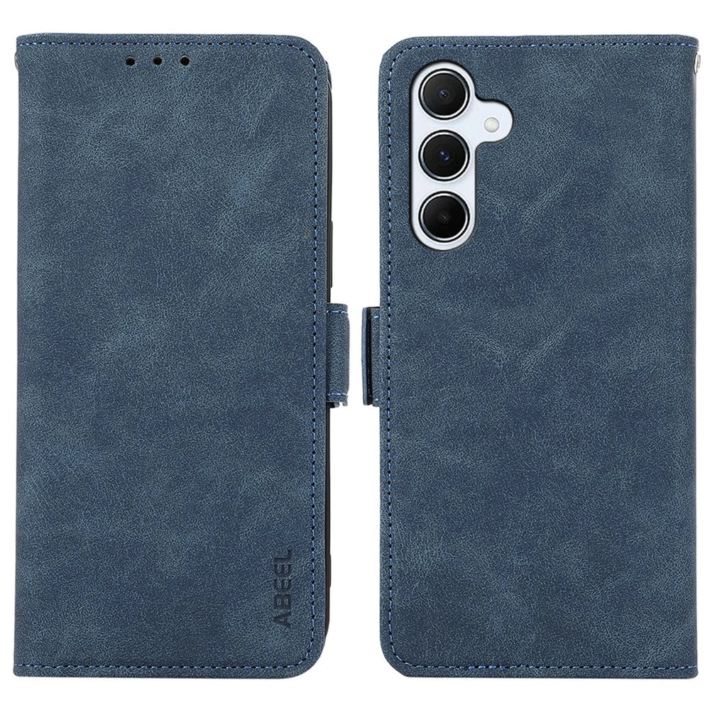 ABEEL For Samsung Galaxy A55 5G Case Side Magnetic Clasp RFID Blocking Wallet Leather Phone Cover - Blue - 1