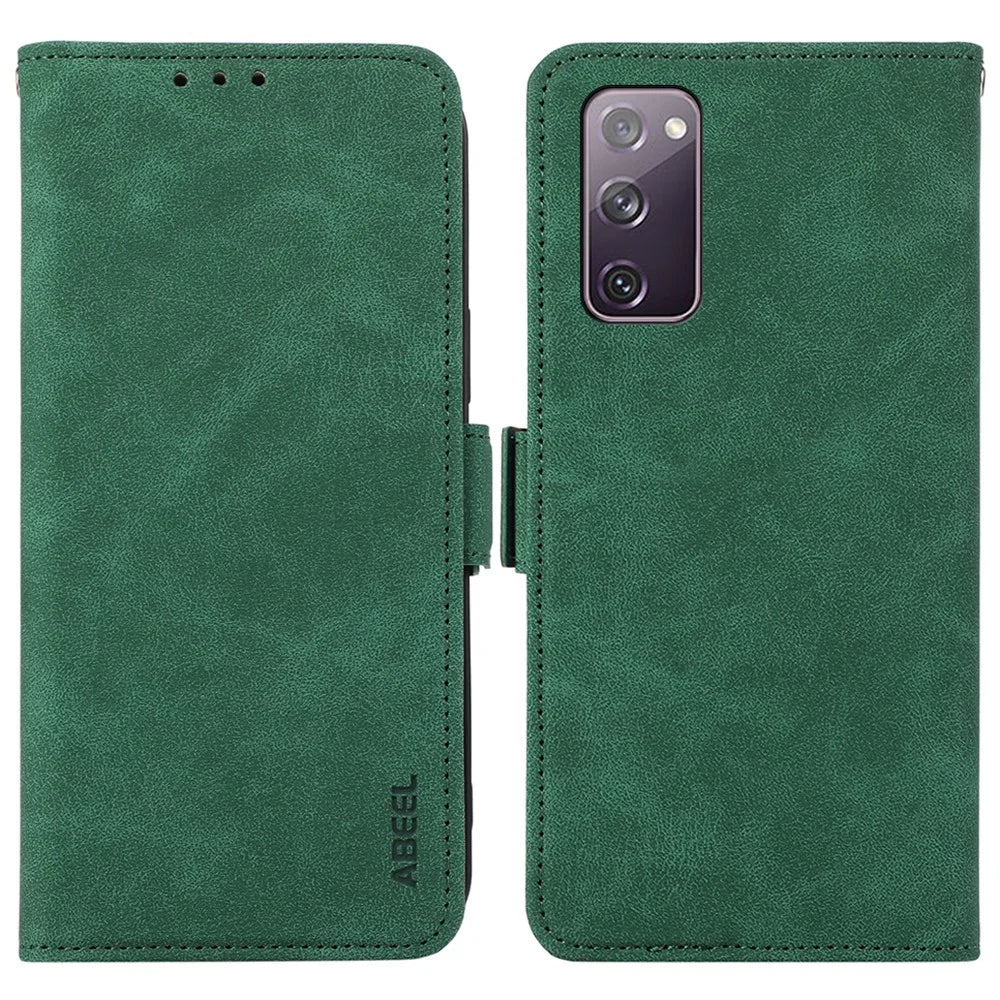 ABEEL For Samsung Galaxy S20 FE / S20 FE 5G /  S20 FE 2022 / S20 Lite Magnetic Case RFID Blocking Folio Flip Style Phone Cover - Green - 1