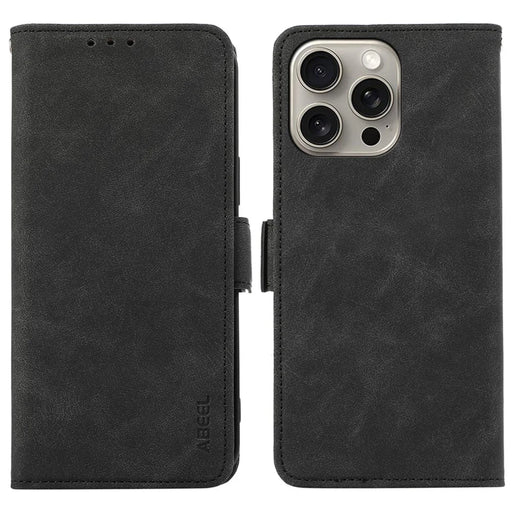 ABEEL For iPhone 12 Pro Max Case Magnetic Flip PU Leather RFID Blocking Phone Cover - Black - 1