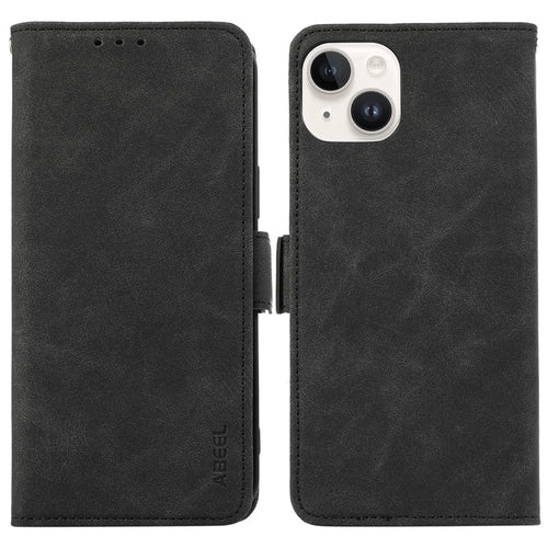 ABEEL For iPhone 14 Plus Wallet Case PU Leather RFID Blocking Phone Stand Cover - Black - 1