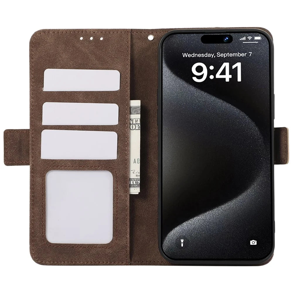 ABEEL For iPhone 15 Pro Case RFID Blocking Card Holder Bump Proof Phone Cover - Brown - 2