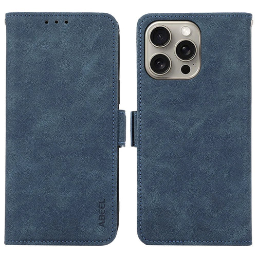 ABEEL For iPhone 12 Pro Leather Case RFID Blocking Wallet Phone Cover Side Magnetic Clasp - Blue - 1
