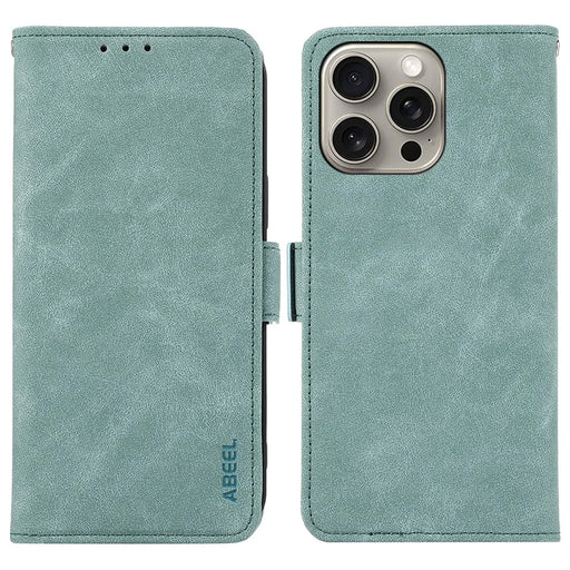 ABEEL For iPhone 14 Pro Max Shockproof Case Wallet PU Leather+TPU Phone Cover - Baby Blue - 1