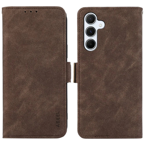 ABEEL For Samsung Galaxy A14 5G / 4G Case PU Leather Phone Cover with RFID Blocking Card Holder - Brown - 1