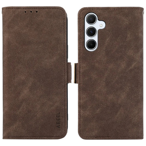 ABEEL For Samsung Galaxy A14 5G / 4G Case PU Leather Phone Cover with RFID Blocking Card Holder - Brown - 1