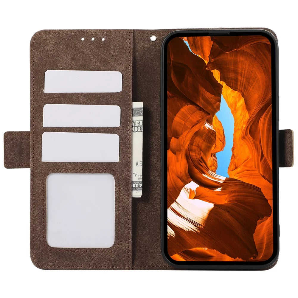 ABEEL For Samsung Galaxy A14 5G / 4G Case PU Leather Phone Cover with RFID Blocking Card Holder - Brown - 2