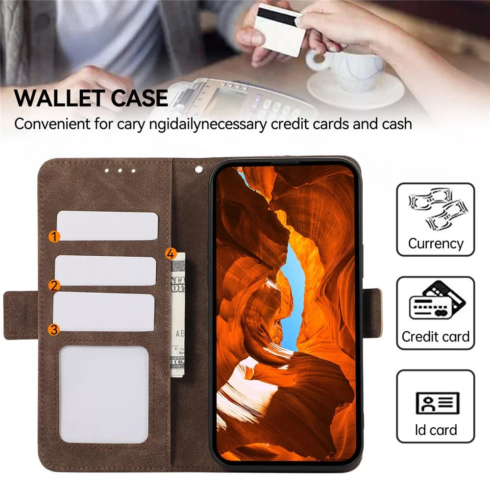 ABEEL For Samsung Galaxy A14 5G / 4G Case PU Leather Phone Cover with RFID Blocking Card Holder - Brown - 5