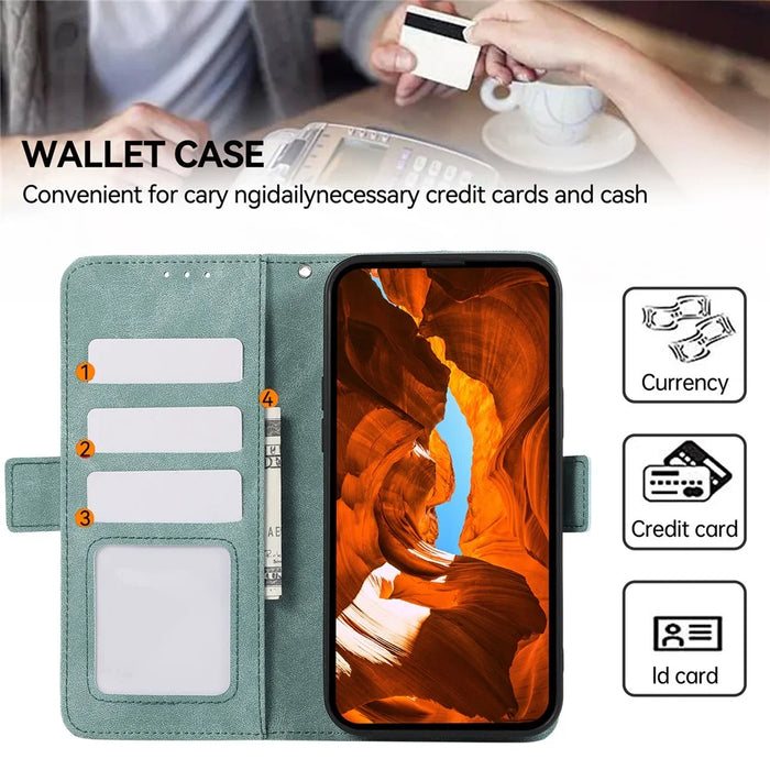 ABEEL For iPhone 15 Leather Case RFID Blocking Wallet Phone Cover Side Magnetic Clasp - Baby Blue - 5