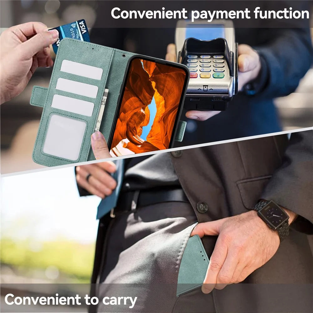 ABEEL For iPhone 15 Leather Case RFID Blocking Wallet Phone Cover Side Magnetic Clasp - Baby Blue - 6