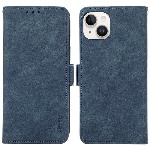 ABEEL For iPhone 14 Case Leather Drop Protection Phone with Side Magnetic Closure - Blue - 1