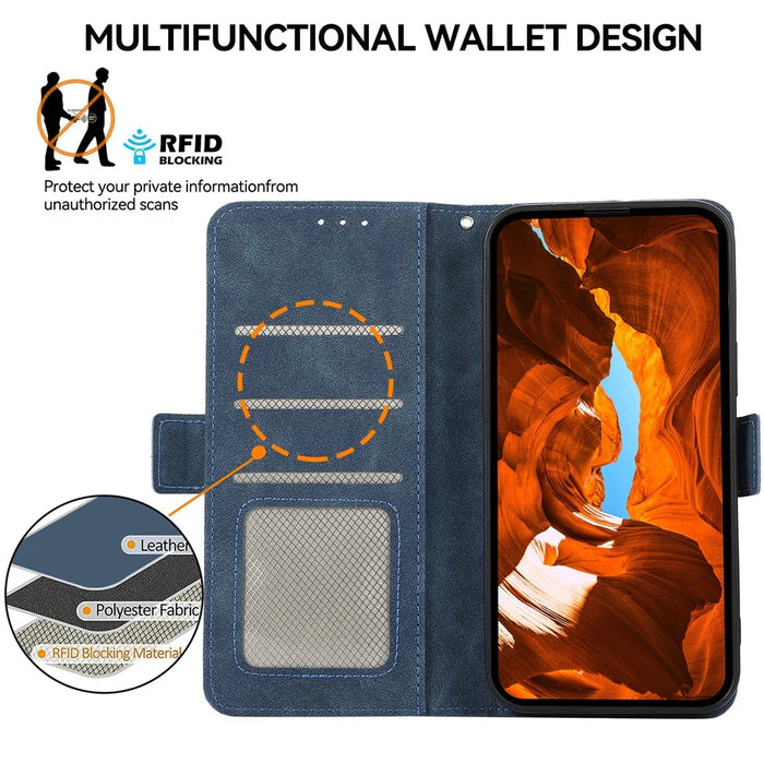 ABEEL For iPhone 14 Case Leather Drop Protection Phone with Side Magnetic Closure - Blue - 4