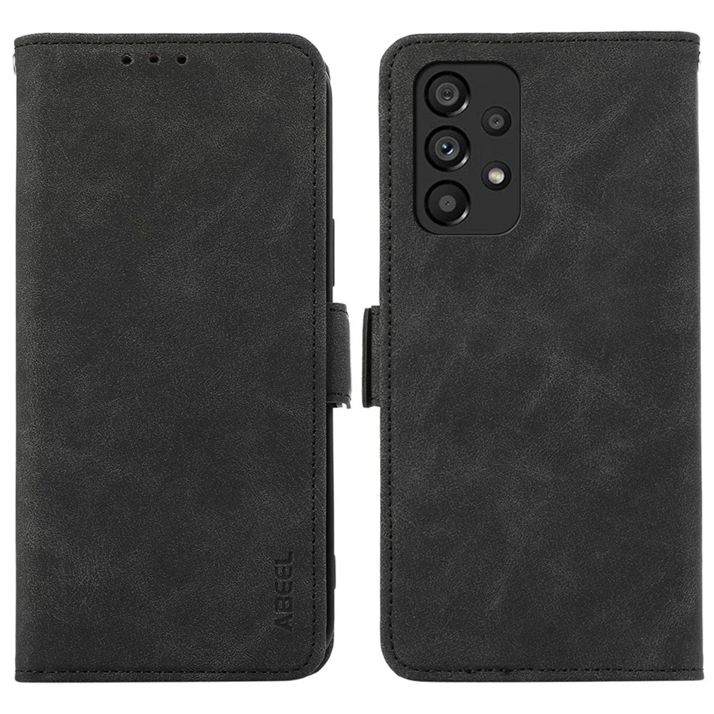 ABEEL For Samsung Galaxy A23 4G / A23 5G (Global Version) Case Side Magnetic Clasp Leather Phone Cover - Black - 1