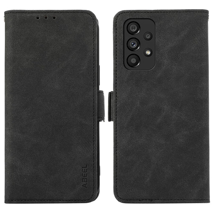 ABEEL For Samsung Galaxy A23 4G / A23 5G (Global Version) Case Side Magnetic Clasp Leather Phone Cover - Black - 1
