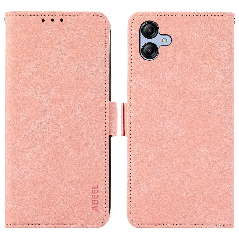ABEEL For Samsung Galaxy A05 4G Case RFID Blocking Wallet Drop-proof Leather Phone Cover - Pink - 1