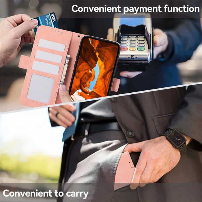 ABEEL For Samsung Galaxy A05 4G Case RFID Blocking Wallet Drop-proof Leather Phone Cover - Pink - 6