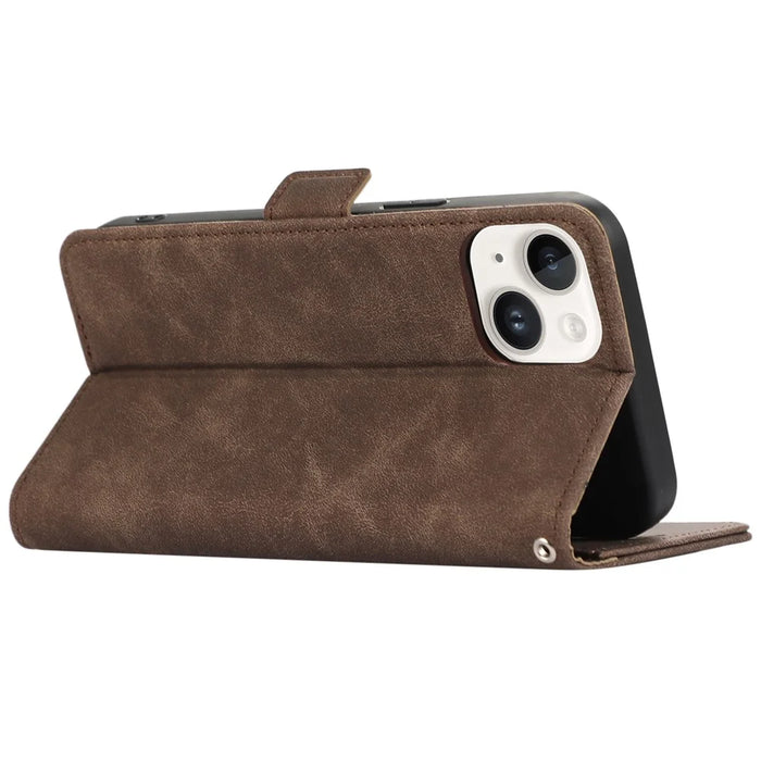 ABEEL For iPhone 13 6.1 inch RFID Blocking Stand PU Leather Protective Shell Phone Protective Cover - Brown - 3