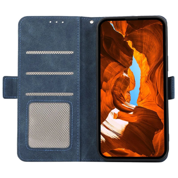 ABEEL For Samsung Galaxy A24 4G (162.1 x 77.6 x 8.3mm) PU Leather Case RFID Blocking Phone Stand Protective Shell - Blue - 2