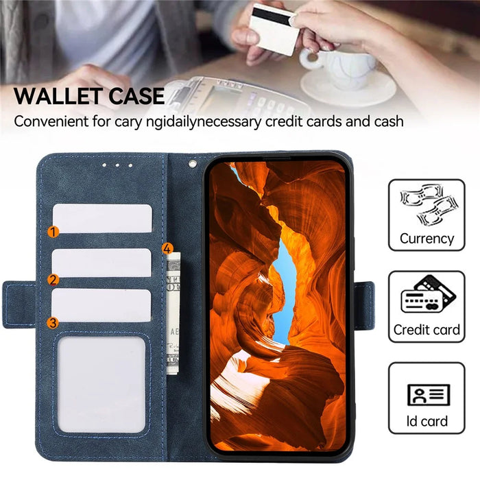 ABEEL For Samsung Galaxy A24 4G (162.1 x 77.6 x 8.3mm) PU Leather Case RFID Blocking Phone Stand Protective Shell - Blue - 5