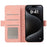 ABEEL For iPhone 15 Pro Max Wallet Case PU Leather Stand Blocking RFID Phone Cover - Pink - 2