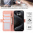 ABEEL For iPhone 15 Pro Max Wallet Case PU Leather Stand Blocking RFID Phone Cover - Pink - 5