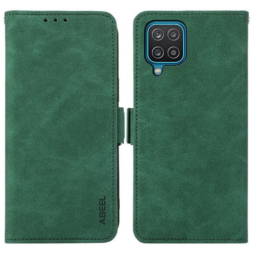 ABEEL For Samsung Galaxy A12 Cell Phone Case PU Leather RFID Blocking Flip Stand Wallet Cover - Green - 1