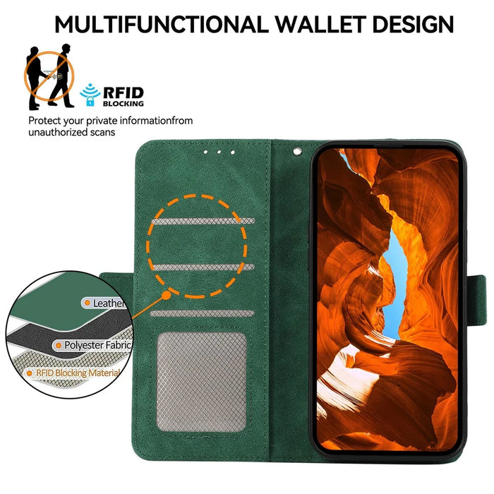 ABEEL For Samsung Galaxy A12 Cell Phone Case PU Leather RFID Blocking Flip Stand Wallet Cover - Green - 4